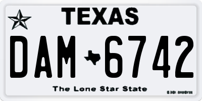 TX license plate DAM6742