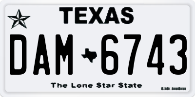 TX license plate DAM6743