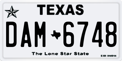 TX license plate DAM6748