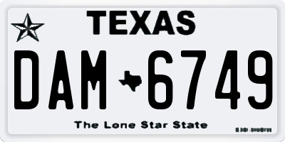 TX license plate DAM6749
