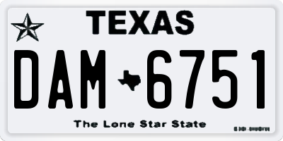 TX license plate DAM6751