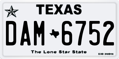 TX license plate DAM6752