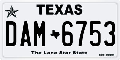 TX license plate DAM6753