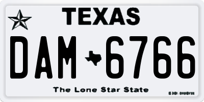 TX license plate DAM6766