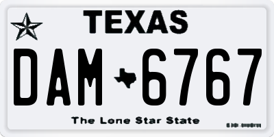 TX license plate DAM6767