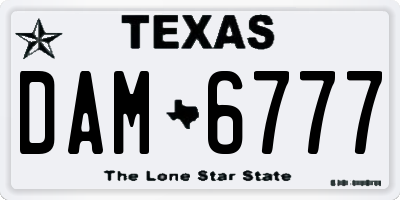 TX license plate DAM6777