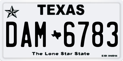 TX license plate DAM6783