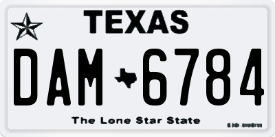 TX license plate DAM6784