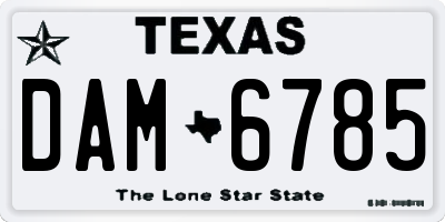 TX license plate DAM6785