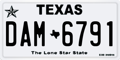 TX license plate DAM6791