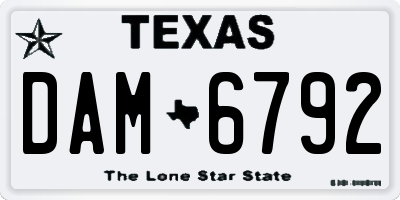 TX license plate DAM6792
