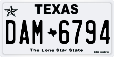 TX license plate DAM6794
