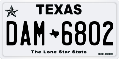 TX license plate DAM6802