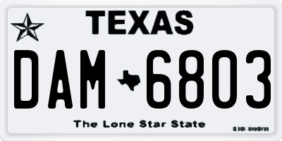 TX license plate DAM6803