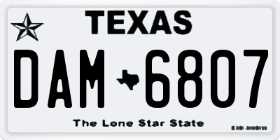 TX license plate DAM6807