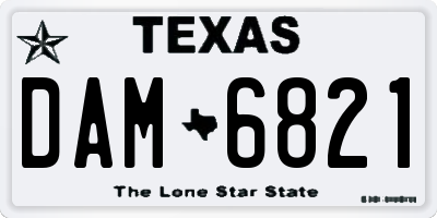 TX license plate DAM6821