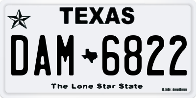 TX license plate DAM6822