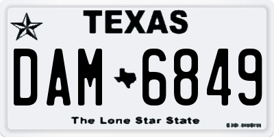 TX license plate DAM6849