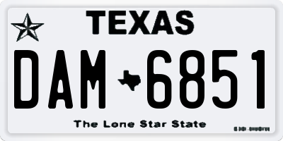 TX license plate DAM6851