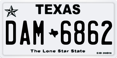 TX license plate DAM6862