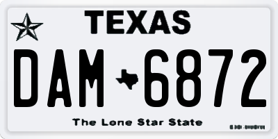 TX license plate DAM6872
