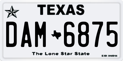 TX license plate DAM6875