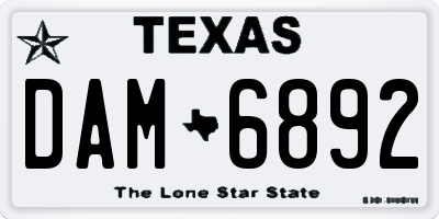 TX license plate DAM6892