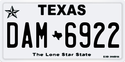 TX license plate DAM6922