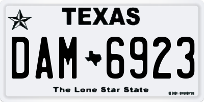 TX license plate DAM6923