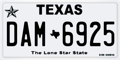 TX license plate DAM6925