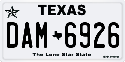 TX license plate DAM6926