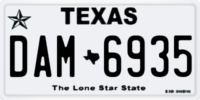 TX license plate DAM6935