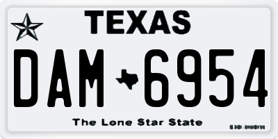 TX license plate DAM6954