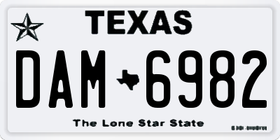TX license plate DAM6982