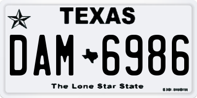 TX license plate DAM6986