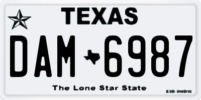 TX license plate DAM6987