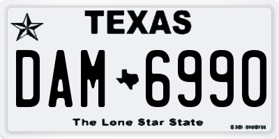 TX license plate DAM6990