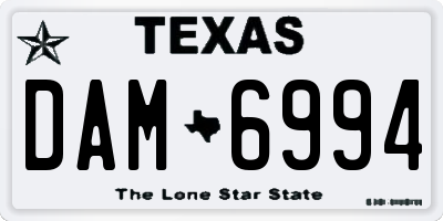 TX license plate DAM6994