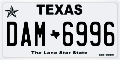 TX license plate DAM6996