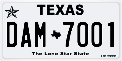 TX license plate DAM7001