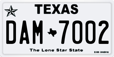 TX license plate DAM7002