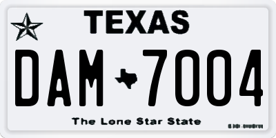 TX license plate DAM7004