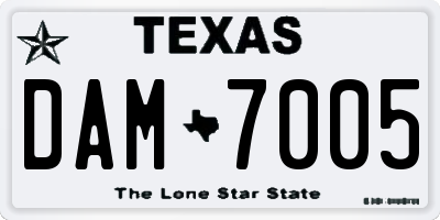 TX license plate DAM7005