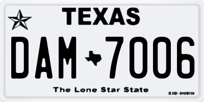 TX license plate DAM7006