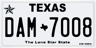 TX license plate DAM7008