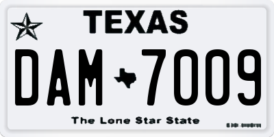 TX license plate DAM7009