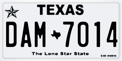 TX license plate DAM7014