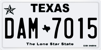 TX license plate DAM7015