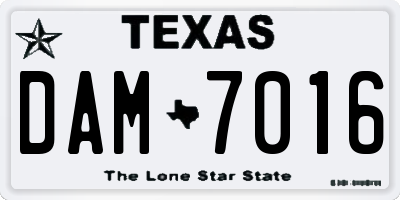TX license plate DAM7016
