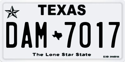 TX license plate DAM7017